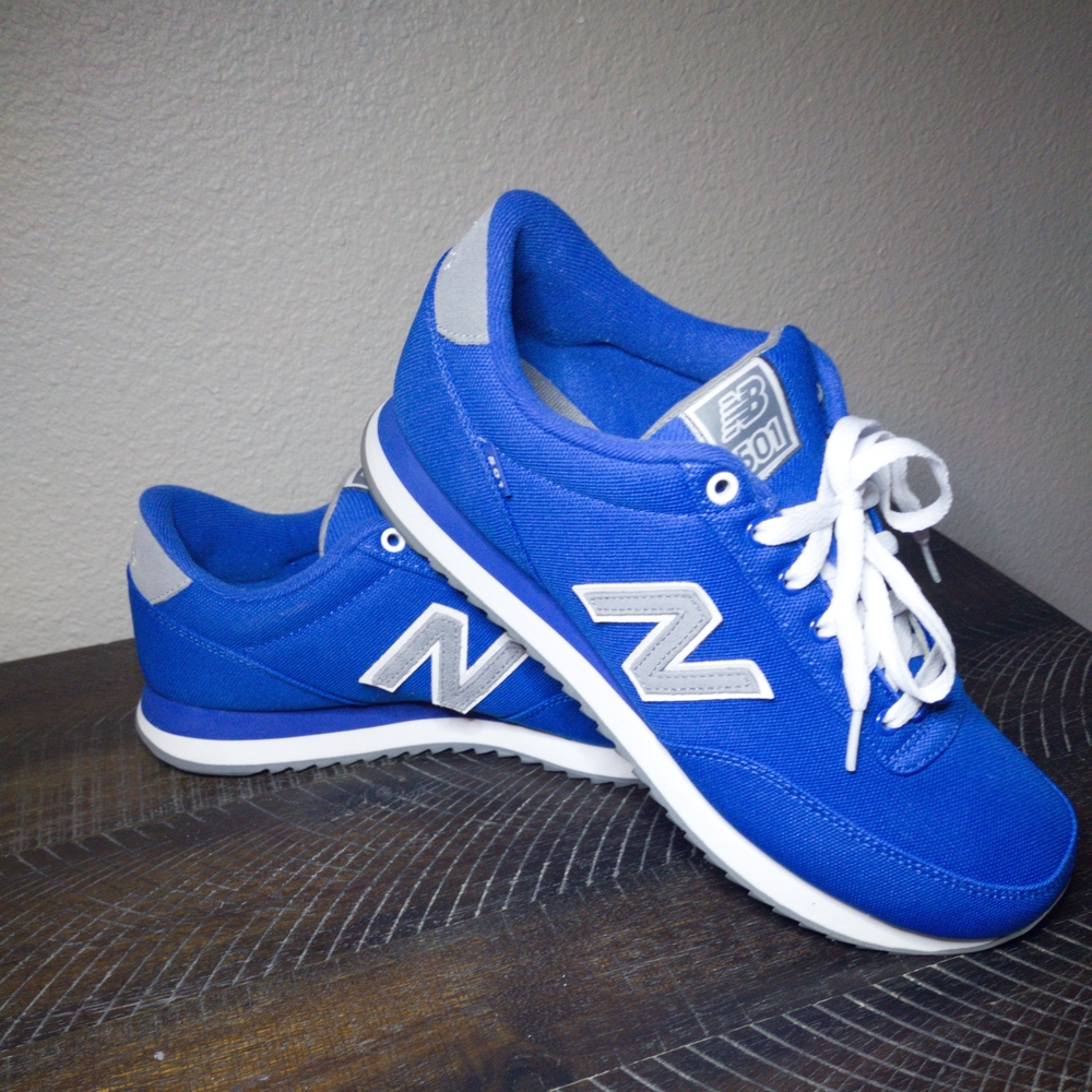 New Balance 501 Blue Gray White Men's Athletic Sneakers - Picture 5 of 13